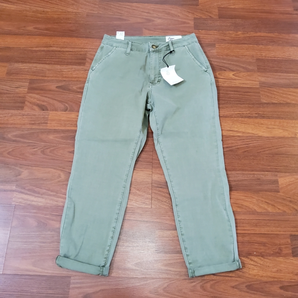NWT Cosmic Blue Love Crop Ankle Pants Size 27 Olive Green
